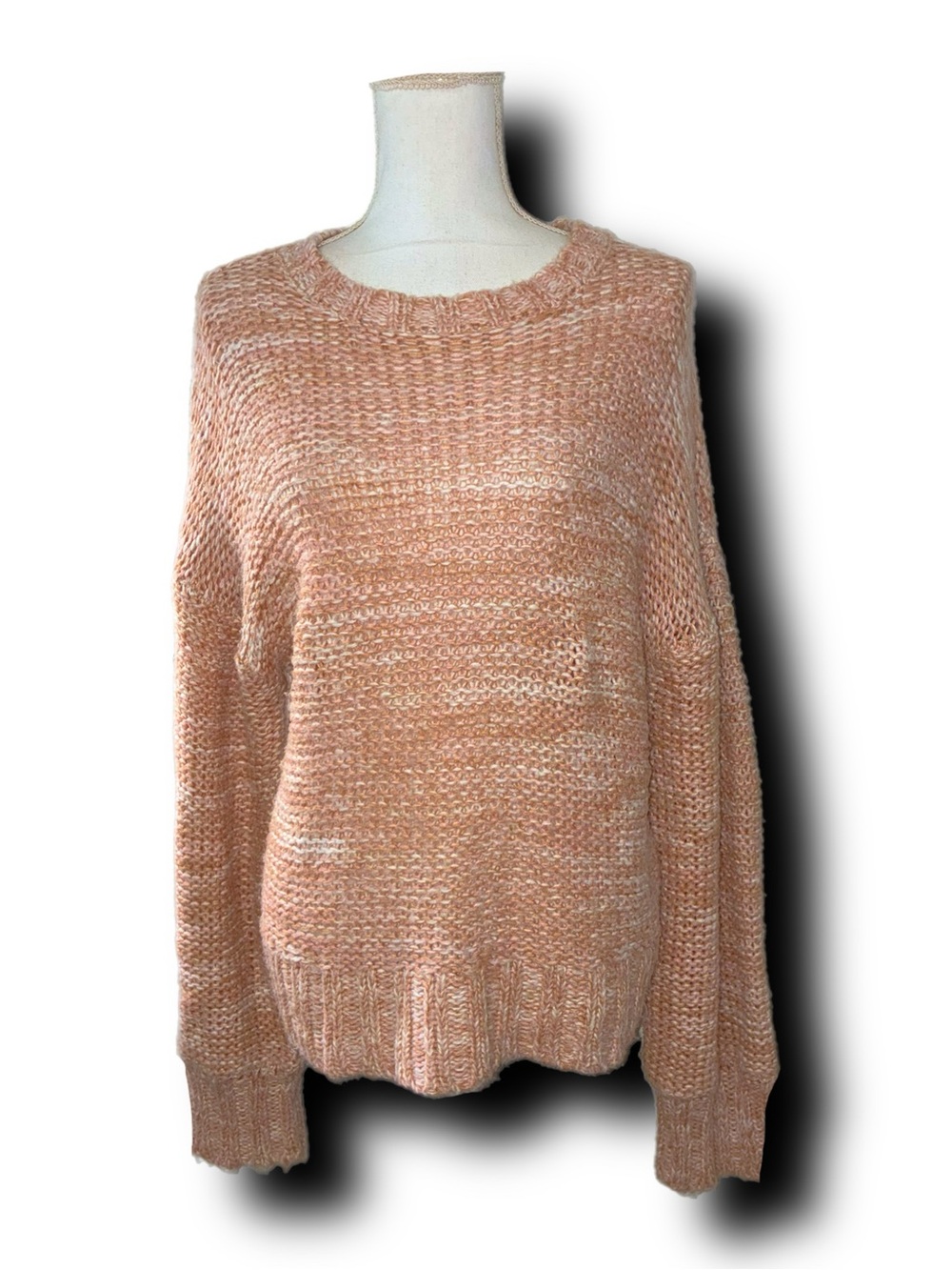 Brave Soul London Marled Peach Space Dye Drop Shoulder Sweater Cozy Fall Vibes